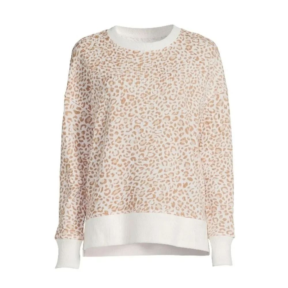 Women's Relaxed Fit Leopard Print Sweatshirt Size XL